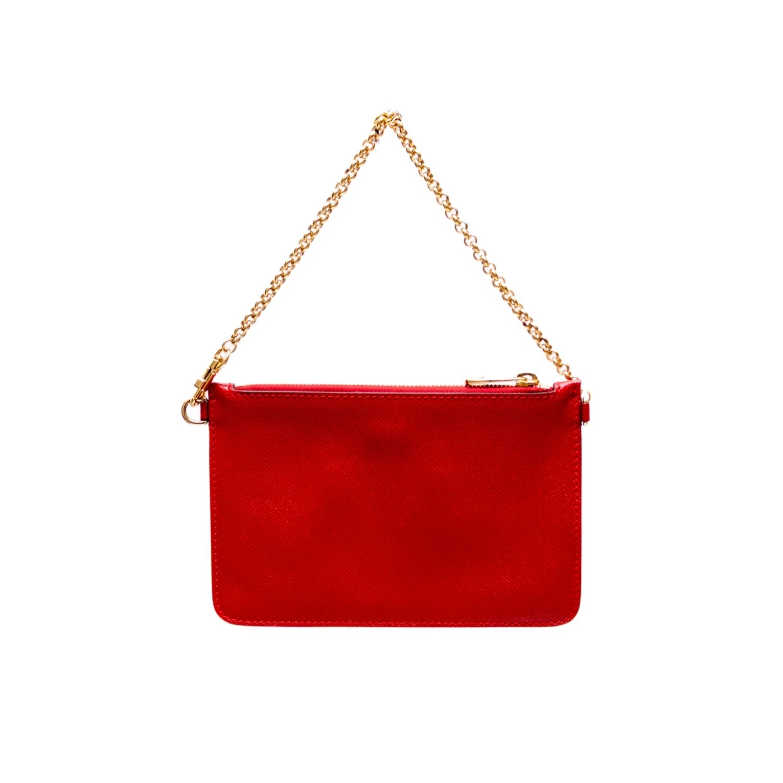 Dolce & Gabbana Red Dauphine Leather Chain Clutch Bag Capri Collection